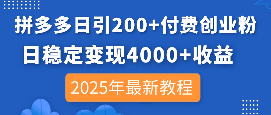 (14217期)拼多多日引200+付费创业粉,日稳定变现4000+收益,2025年最新教程-魔方云