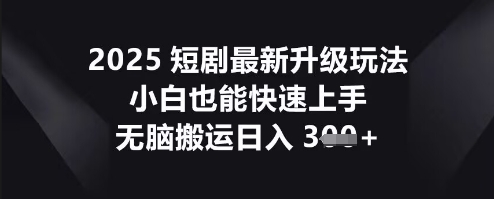 2025短剧最新升级玩法,小白也能快速上手,无脑搬运日入3张-魔方云