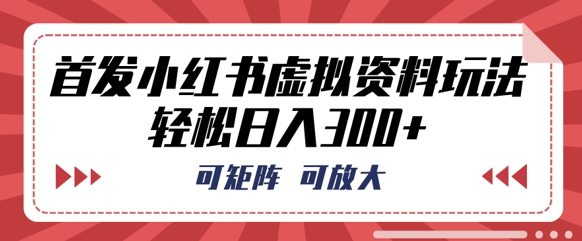 首发小红书虚拟资料玩法,可矩阵,可放大,轻松日入3张-魔方云