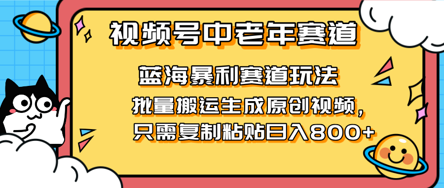 (14314期)2025视频号中老年短视频蓝海暴利风口!复制粘贴搬运视频单日赚800+,无...-魔方云
