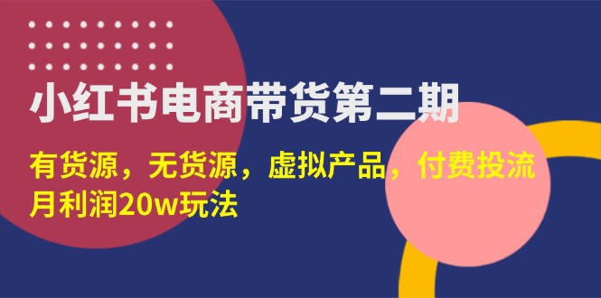 (14186期)小红书电商带货第二期,有货源,无货源,虚拟产品,付费投流,月利润20w-魔方云