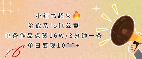 小红书超火的治愈系loft公寓,单条作品点赞16W,3分钟一条,单日变现数张-魔方云