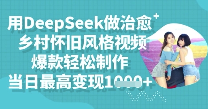 用DeepSeek做治愈乡村怀旧风格视频,爆款轻松制作,当日最高变现多张-魔方云